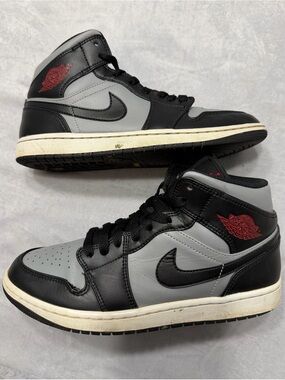 Nike Air Jordan 1 MIDs Black Grey Red Sneakers Running Shoes Men 8 | Woman 9.5